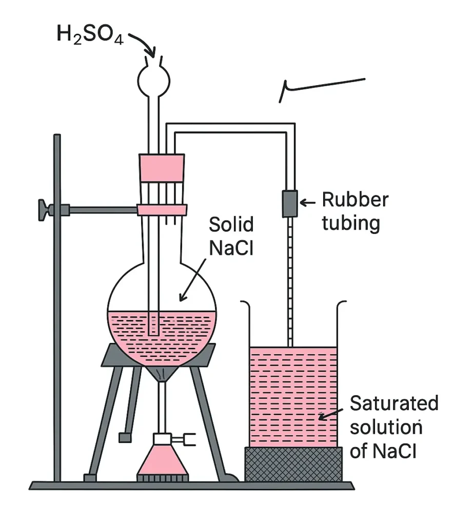 to purify commercial nacl by passing hcl gas